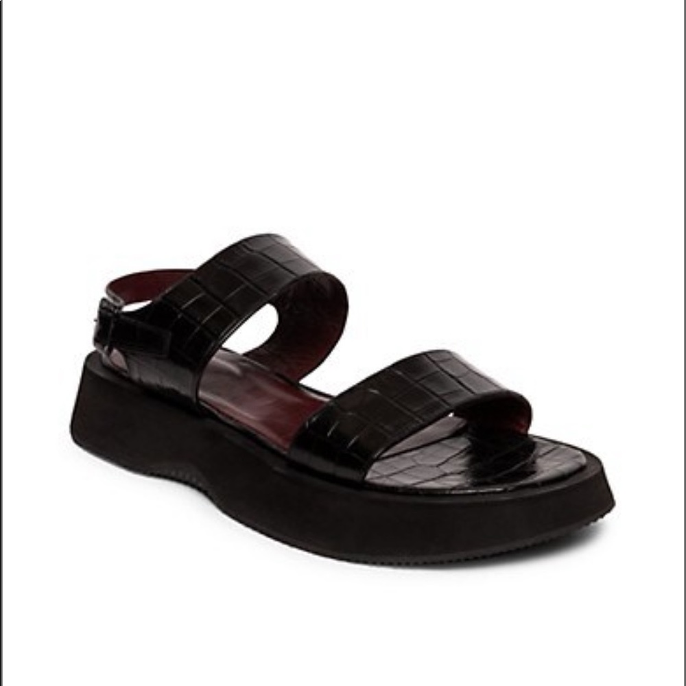 Staud Nicky Croc Embossed Platform Sandals